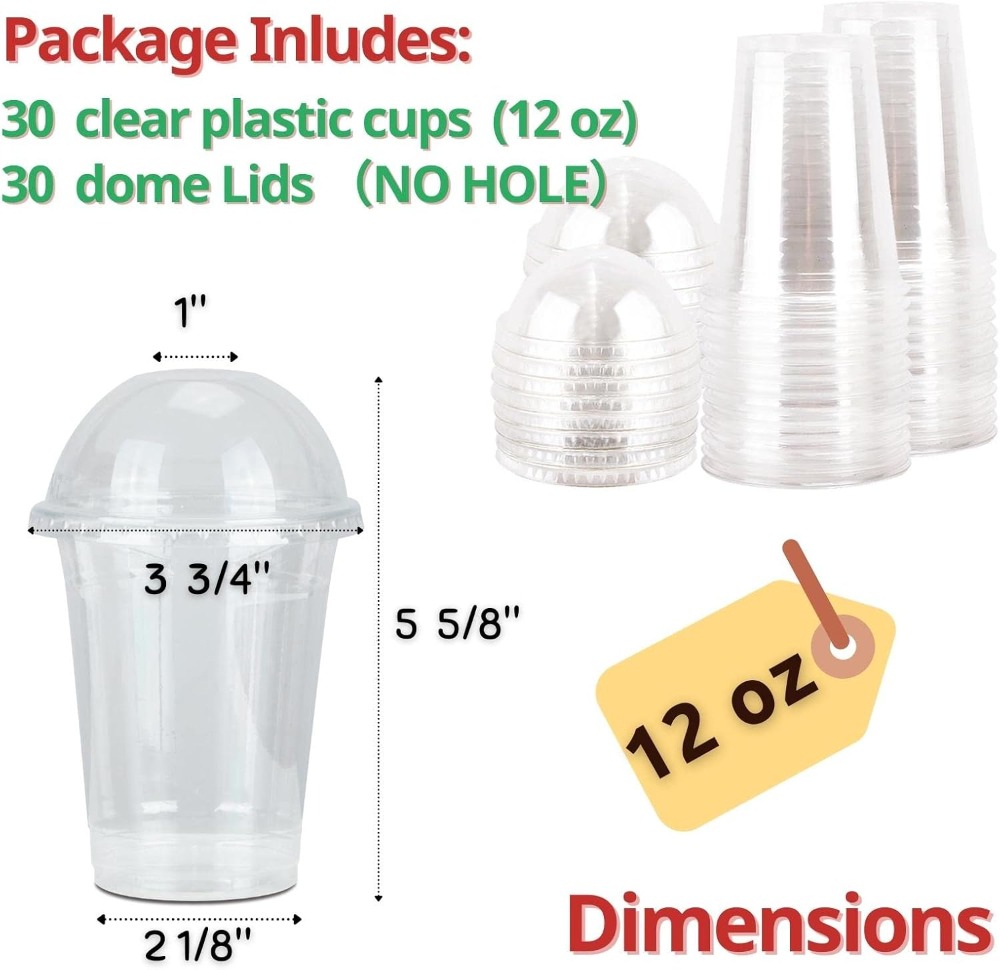 30 Sets 12 oz Clear Plastic Cu - Plastic Dome Clear 리뷰 및 가격