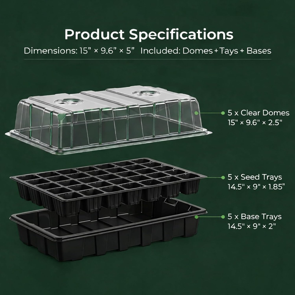 5-Set Seed Starter Tray Kits,  - Humidity Dome Kit 리뷰 및 가격