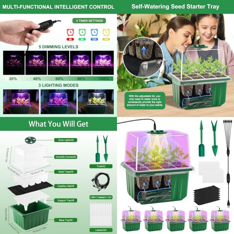 Seed Starter Tray with Light,  - Humidity Dome Kit 리뷰 및 가격
