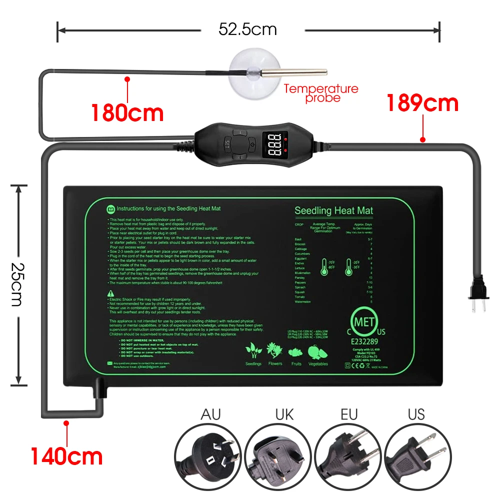 50W EU-US/UK/AU Adjustable The - Heat Mat Seedling 리뷰 및 가격