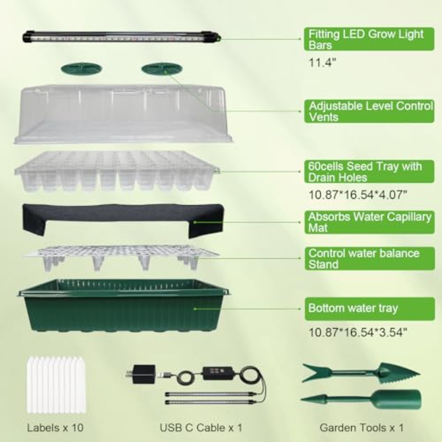 Seed Starter Tray with Grow Li - Humidity Dome Kit 리뷰 및 가격