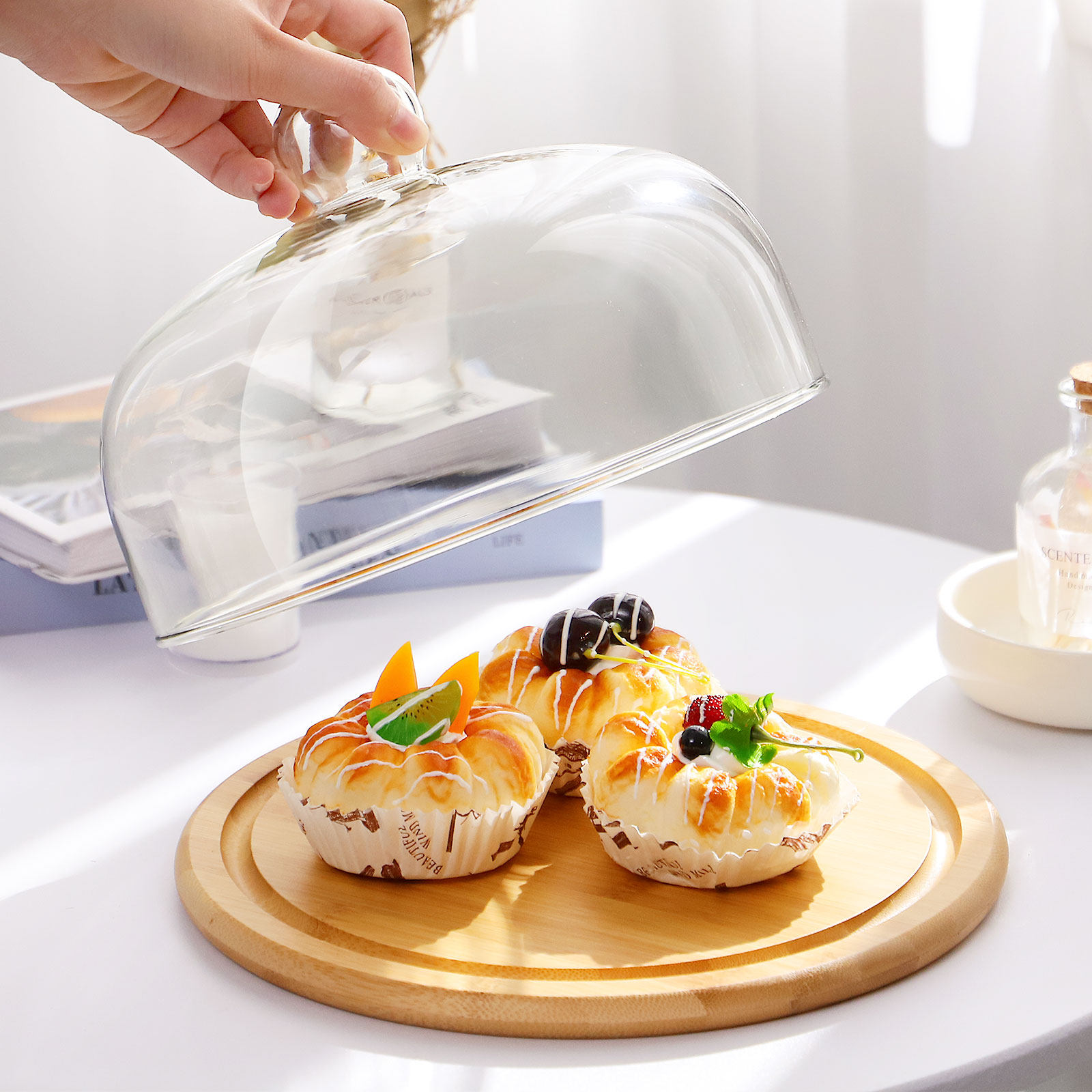 1Set Cake Holder Glass Dome Co - Plastic Dome Clear 리뷰 및 가격