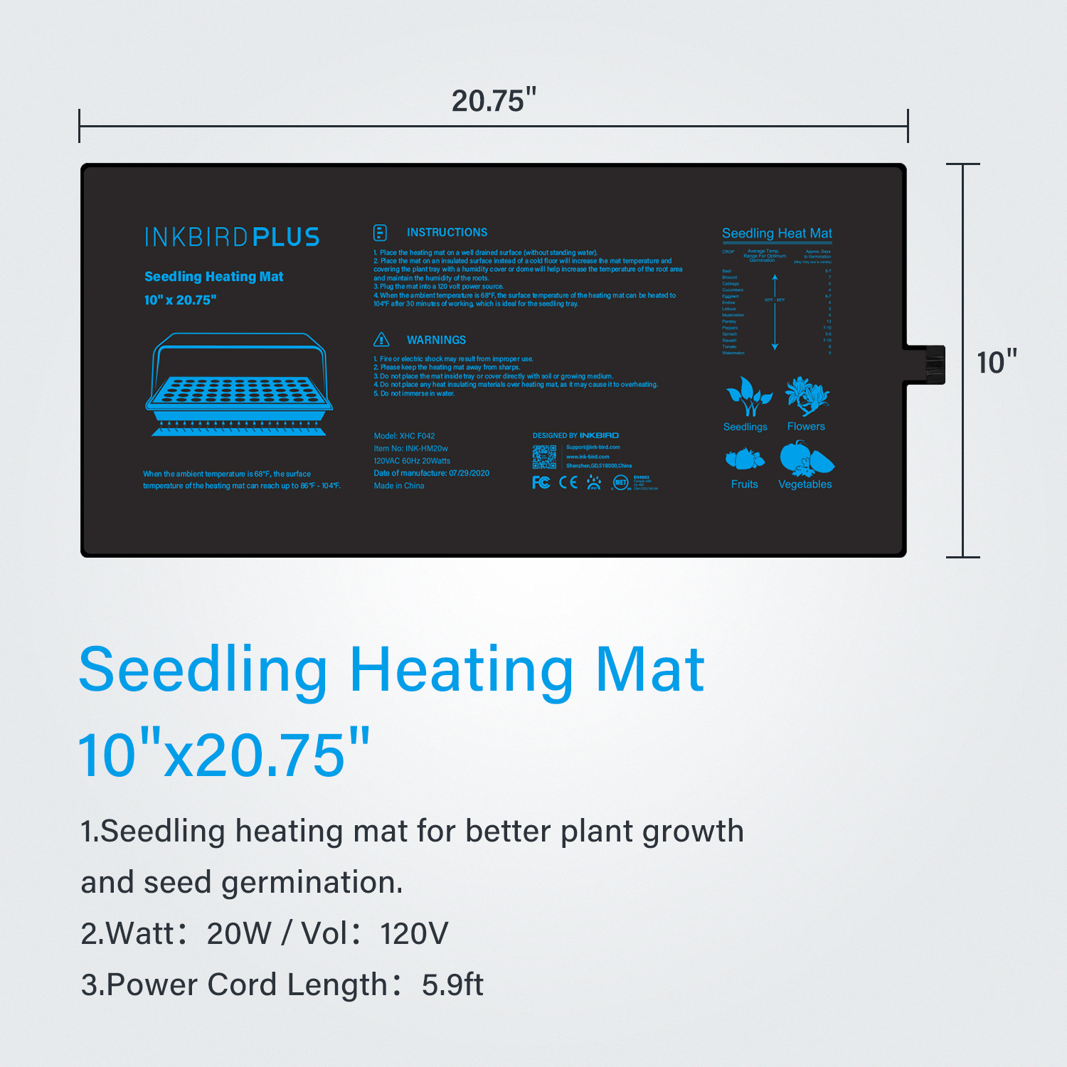 20.75x10CM EU/US/UK/AU Plug Se - Heat Mat Seedling 리뷰 및 가격